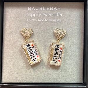 BaubleBar Gold and White 'Getting Married' Earrings